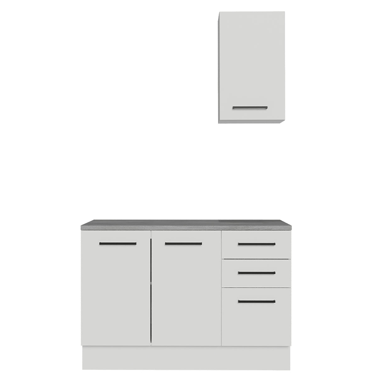 Mueble para Baño Agata Blanco 120x225cm Individual sin Lavamanos con Tres Cajones y Tres Puertas