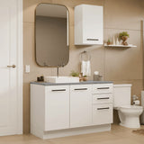 Mueble para Baño Agata Blanco 120x225cm Individual sin Lavamanos con Tres Cajones y Tres Puertas