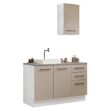 Mueble para Baño Agata Blanco y Crema 120x225cm Individual sin Lavamanos con Tres Cajones y Tres Puertas