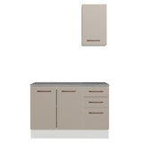 Mueble para Baño Agata Blanco y Crema 120x225cm Individual sin Lavamanos con Tres Cajones y Tres Puertas