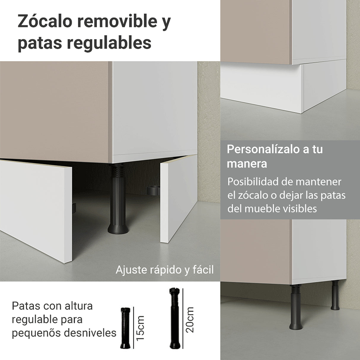 Mueble para Baño Agata Blanco y Crema 120x225cm Individual sin Lavamanos con Tres Cajones y Tres Puertas