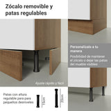 Mueble para Baño Agata Marrón y Blanco 120x225cm Individual sin Lavamanos con Tres Cajones y Tres Puertas