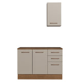 Mueble para Baño Agata Marrón y Crema 120x225cm Individual sin Lavamanos con Tres Cajones y Tres Puertas