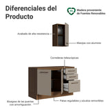 Mueble para Baño Agata Marrón y Crema 120x225cm Individual sin Lavamanos con Tres Cajones y Tres Puertas