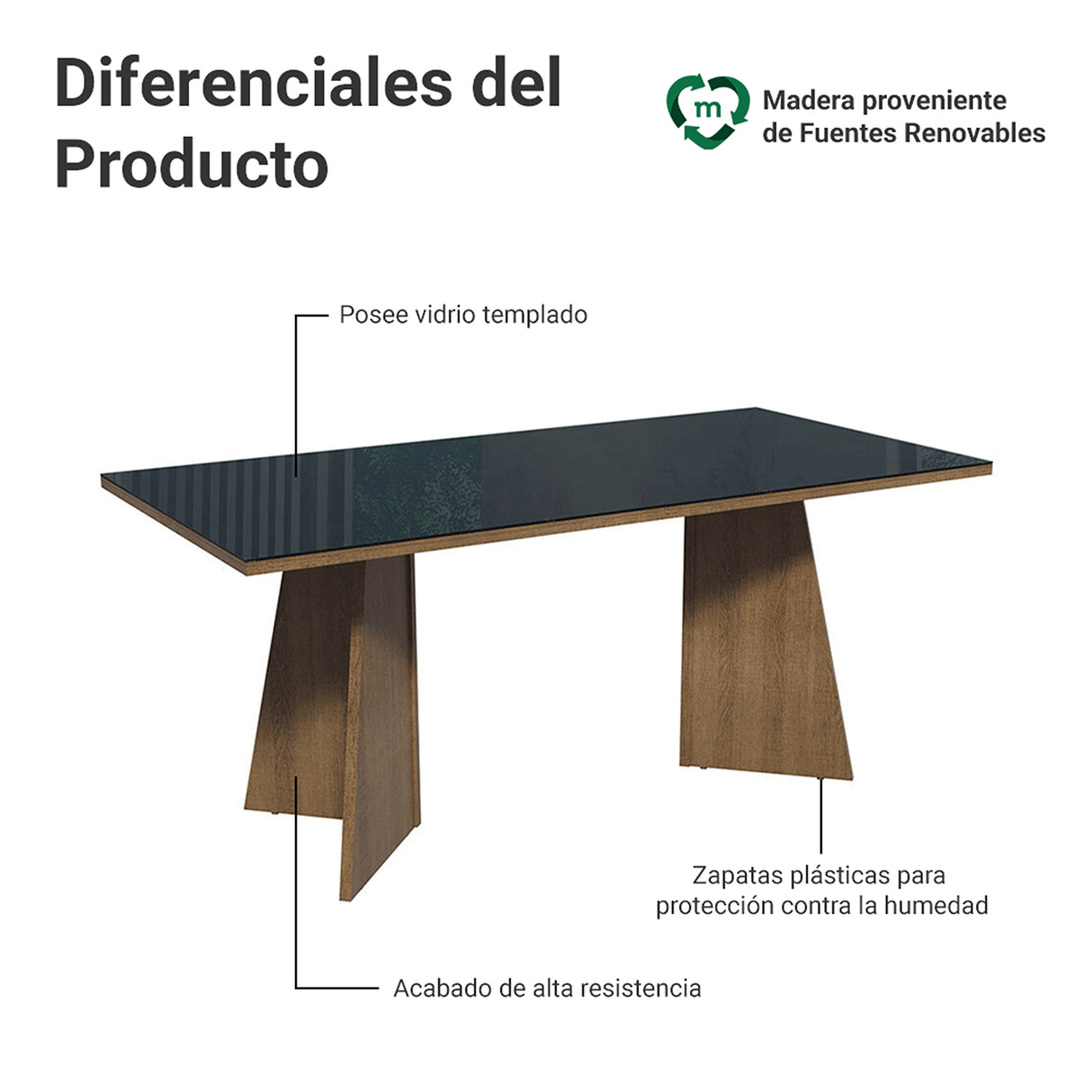Escritorio Marrón y Negro 180x78cm con Mesón de Vidrio