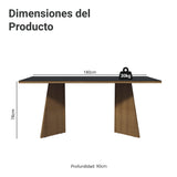 Escritorio Marrón y Negro 180x78cm con Mesón de Vidrio