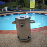 Barril Asador Octagonal Plateado 37x57cm de 10 Libras con Termómetro y Control de Ventilación