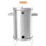 Barril Asador Plateado 40x75cm de 30 Libras con Termómetro y Control de Ventilación