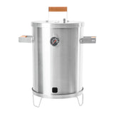 Barril Asador Mini Plateado 30x54cm de 8 Libras con Termómetro y Control de Ventilación