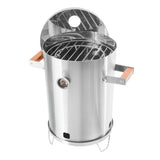 Barril Asador Mini Plateado 30x54cm de 8 Libras con Termómetro y Control de Ventilación