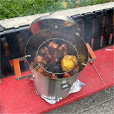 Barril Asador Mini Plateado 30x54cm de 8 Libras con Termómetro y Control de Ventilación