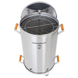 Barril Asador Plateado 50x88cm de 50 Libras con Termómetro y Control de Ventilación