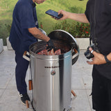 Barril Asador Plateado 50x88cm de 50 Libras con Termómetro y Control de Ventilación