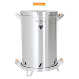 Barril Asador Plateado 40x74cm de 30 Libras con Termómetro y Control de Ventilación