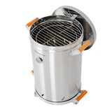 Barril Asador Plateado 40x74cm de 30 Libras con Termómetro y Control de Ventilación