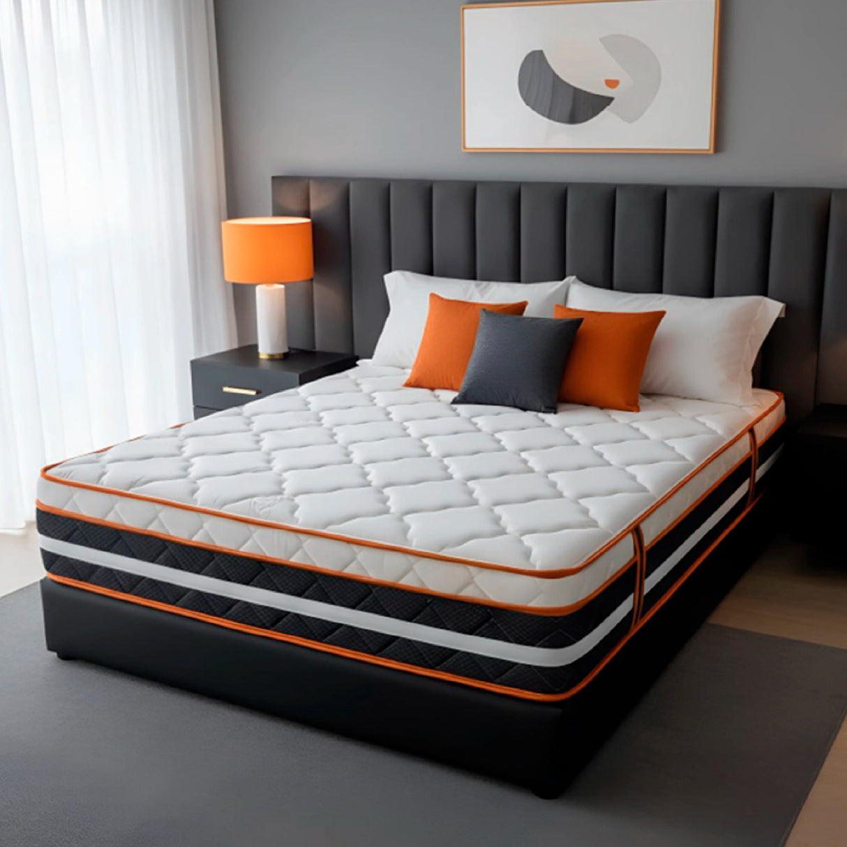 Colchón Cacique Gris y Blanco Queen 160 X 190 Cm Ortopedico Firmeza Firme Adaptable Doble Faz
