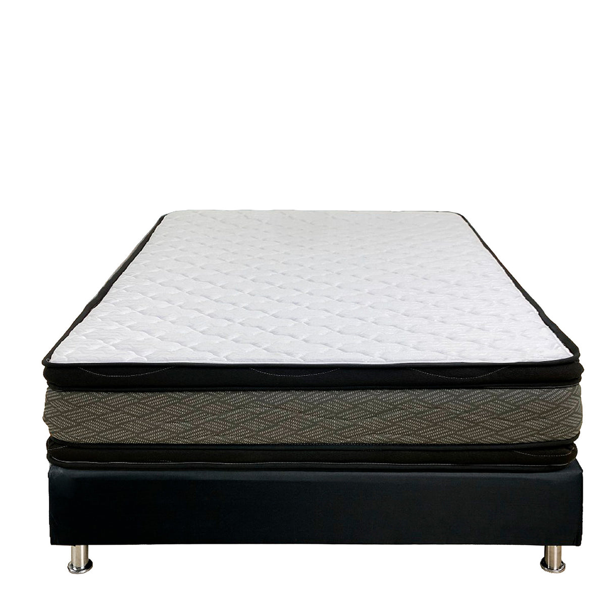 Colchón Primavera Gris y Blanco Queen 160 X 190 Cm Ortopedico Firmeza Firme Adaptable Doble Faz con Pillow Doble