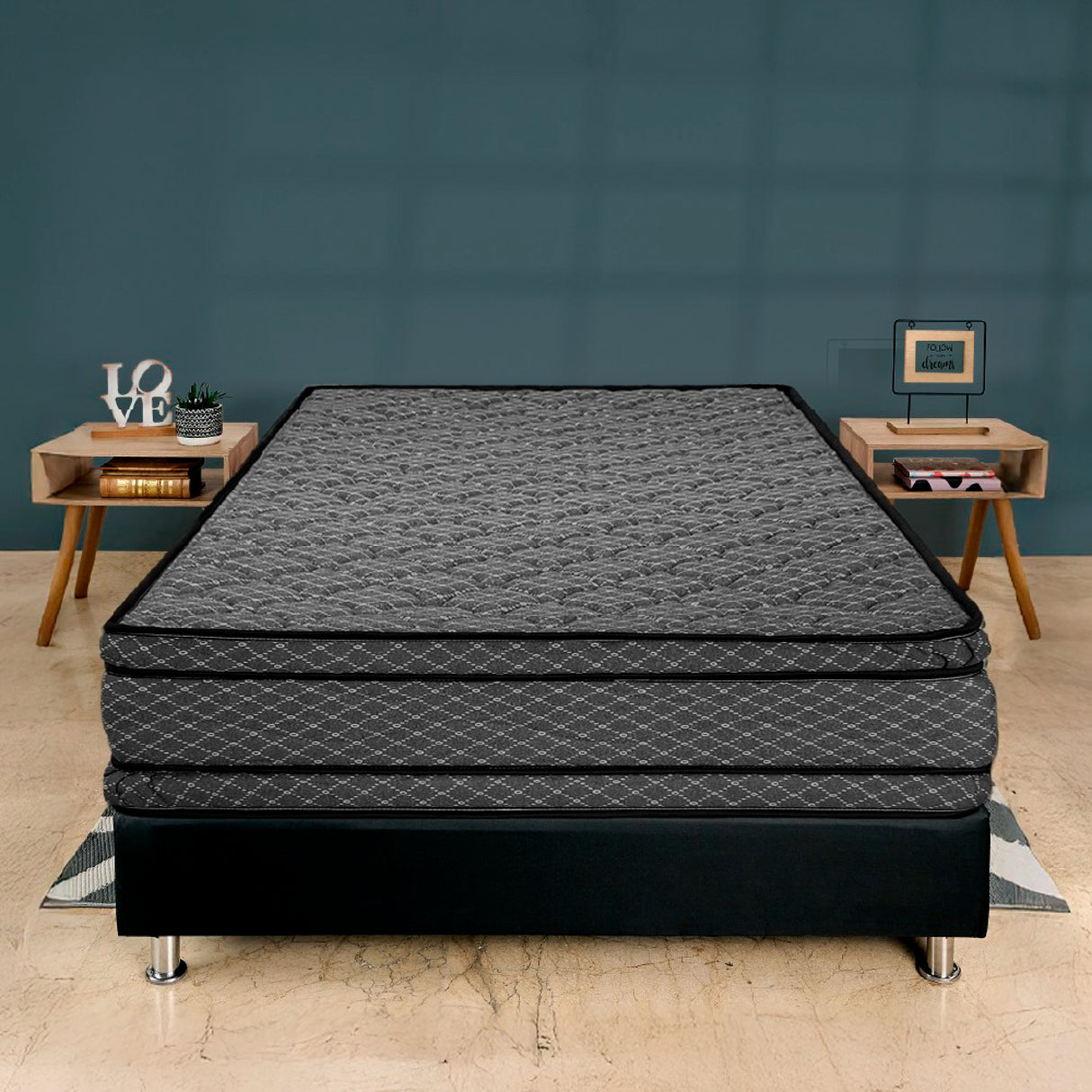 Colchón Caney Gris Sencillo 90 X 190 Cm Ortopedico Firmeza Firme Adaptable Doble Faz con Pillow Doble