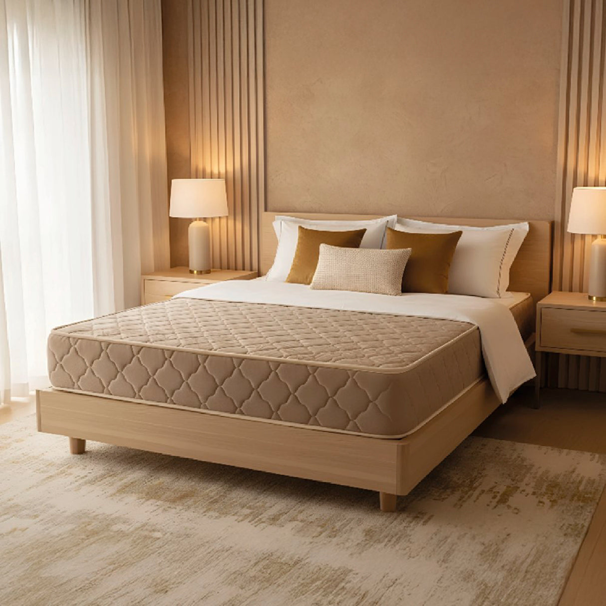 Colchón Candelaria Beige Neutral Queen 160 X 190 Cm Ortopedico Firmeza Firme Adaptable Doble Faz