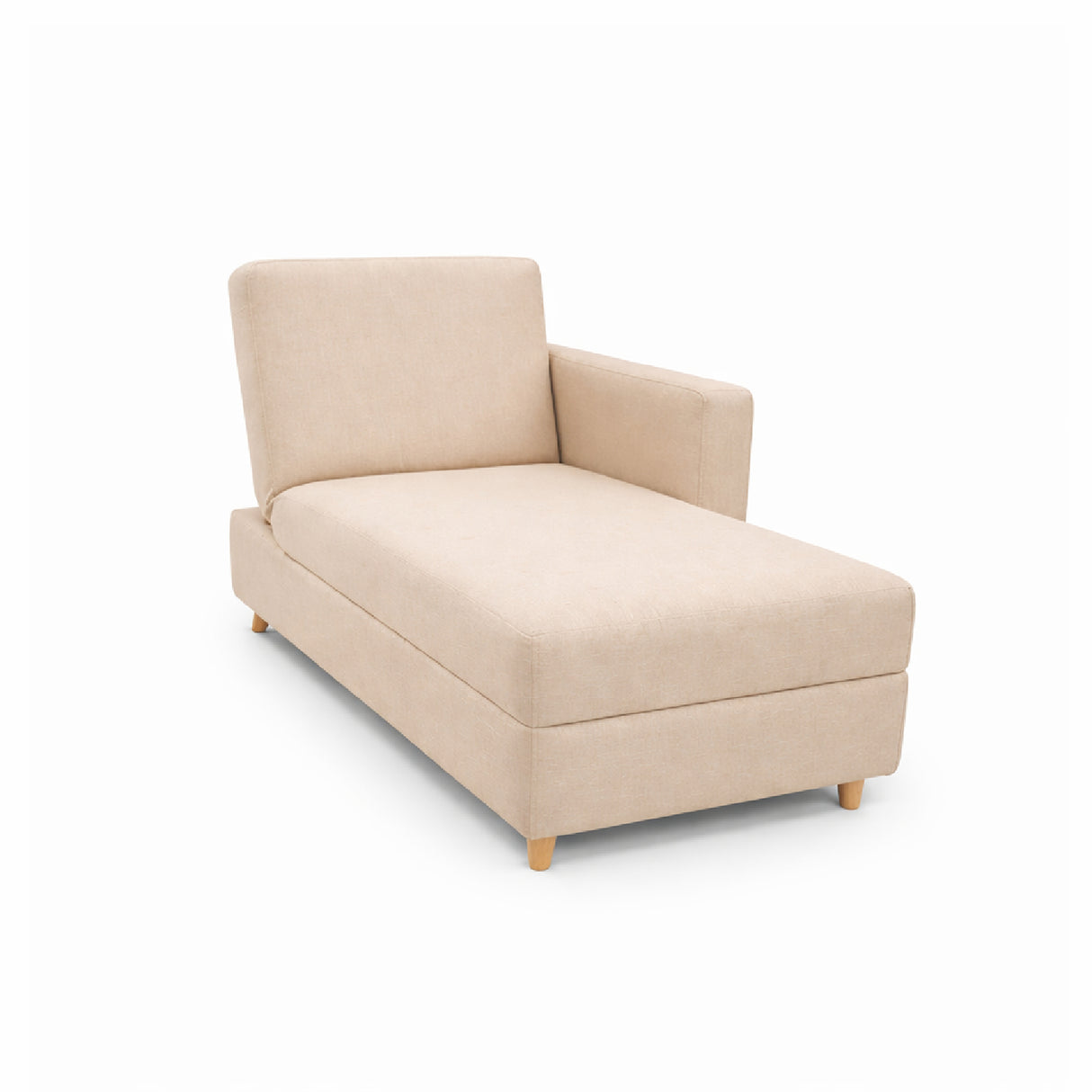 Sofá Cama Baúl Beige 143x45cm de Un Puesto Reclinable sin Appoya Brazos