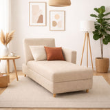 Sofá Cama Baúl Beige 143x45cm de Un Puesto Reclinable sin Appoya Brazos
