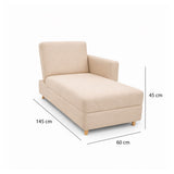 Sofá Cama Baúl Beige 143x45cm de Un Puesto Reclinable sin Appoya Brazos