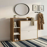 Zapatero Jenny Blanco yMadera 80x90cm Horizontal de Dos Niveles y para Ocho Pares