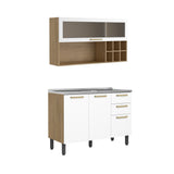 Cocina Integral Axe Blanco 120x153cm con Mesón de Acero Inoxidable de Pozuelo Centro sin Estufa