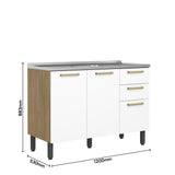 Cocina Integral Axe Blanco 120x153cm con Mesón de Acero Inoxidable de Pozuelo Centro sin Estufa
