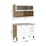 Cocina Integral Axe Blanco 120x153cm con Mesón de Acero Inoxidable de Pozuelo Centro sin Estufa