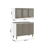 Cocina Integral Bella Cemento 120x138cm con Mesón de Acero Inoxidable sin Estufa y con Puerta Pecan