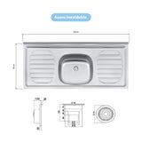 Mueble Inferior de Cocina Bella Cemento 120x86cm con Mesón de Acero Inoxidable de Pozuelo Centro y sin Estufa