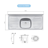 Mueble Inferior de Cocina Axe Blanco 120x85.5cm con Mesón de Acero Inoxidable de Pozuelo Centro y sin Estufa