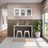 Mueble Superior de Cocina Essencia Blanco 120x52cm con Un Entrepaño y Tres Puertas de Rattan