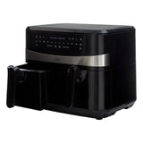 Freidora de Aire Haceb Negro 44.5x32.8cm de 8 Litros con Pantalla Digital con Dos Compartimientos de Cocción y con 12 Funciones Preconfiguradas