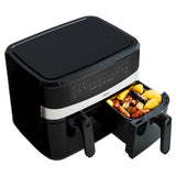 Freidora de Aire Haceb Negro 44.5x32.8cm de 8 Litros con Pantalla Digital con Dos Compartimientos de Cocción y con 12 Funciones Preconfiguradas