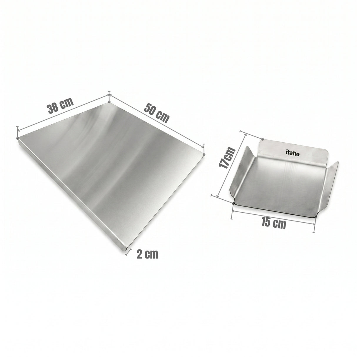 Tabla de Picar Plateado 38x2cm Para Asados con Recogedor