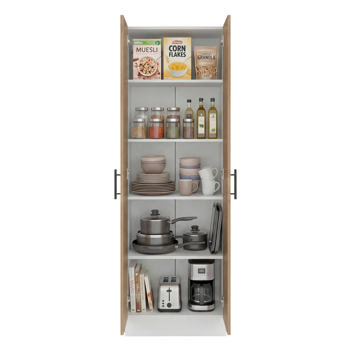 Alacena Tommy Blanco y Fresno 55.2x170.8cm con Dos Puertas
