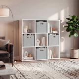 Mueble Organizador Lena Blanco 92x92cm de Tres Hileras con Cuatro Cajas de Tela