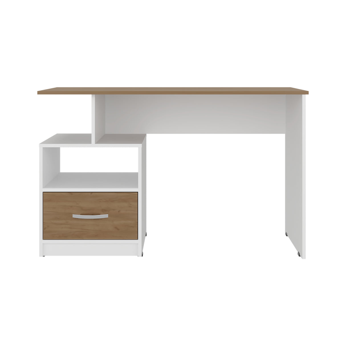 Escritorio Kenly Fresno y Blanco 120x75cm con Un Cajón