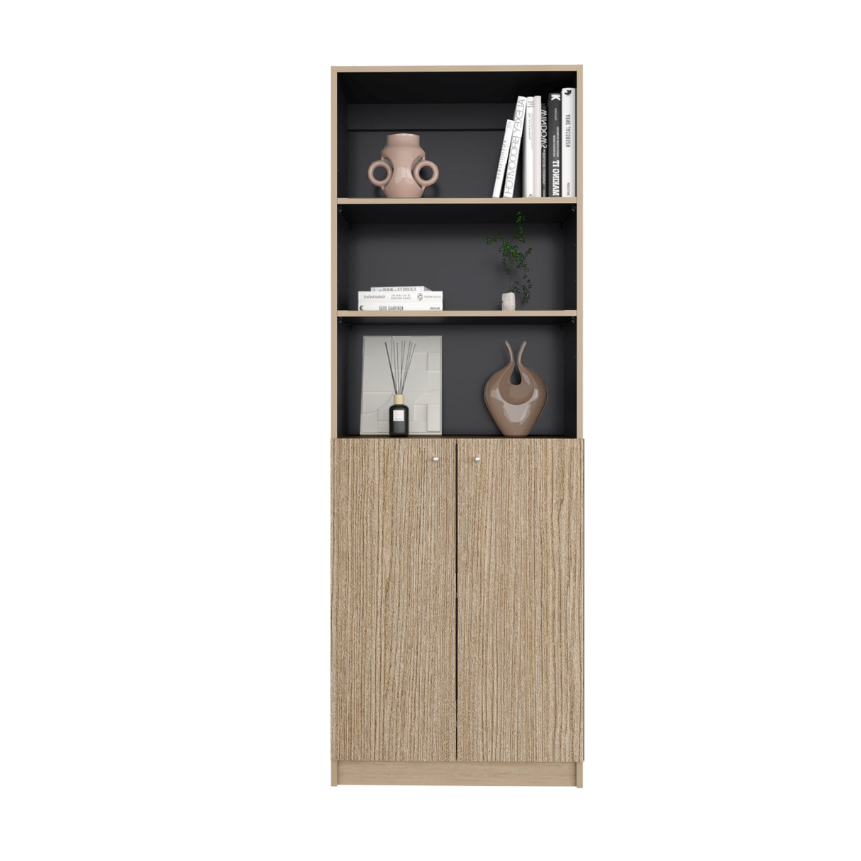 Estantería Home E-M4 Cartagena y Wengue 62.8x180.6cm Rectangular con Cuatro Entrepaños y Cinco Compartimientos