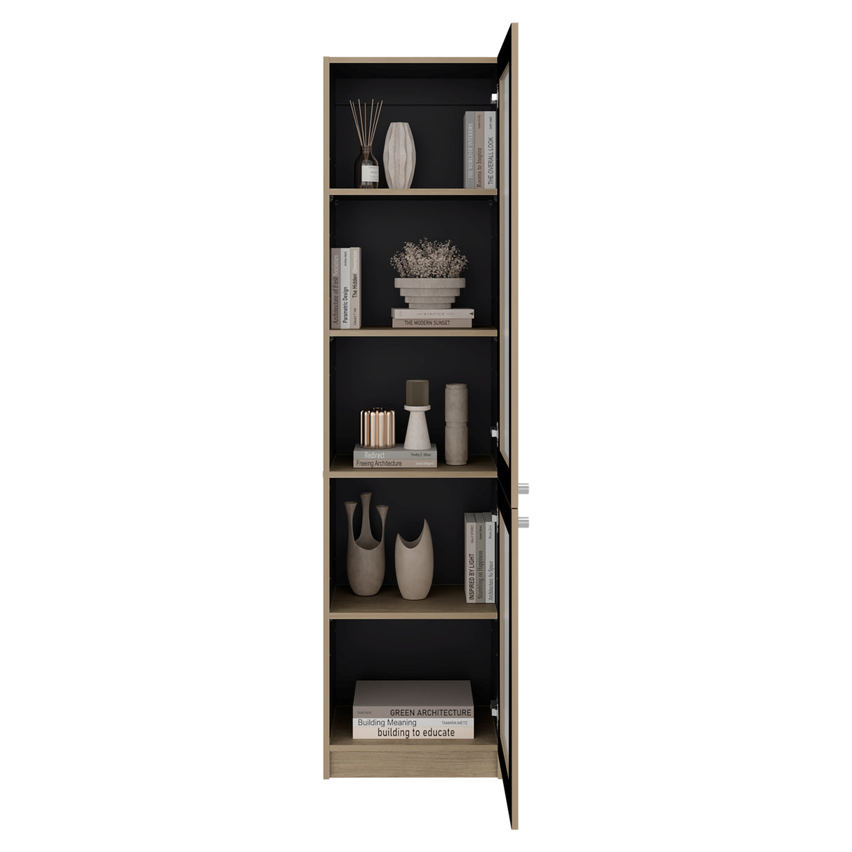 Estantería Home E-M6 Cartagena y Wengue 45.2x180.6cm Rectangular con Cuatro Entrepaños y Cinco Compartimientos