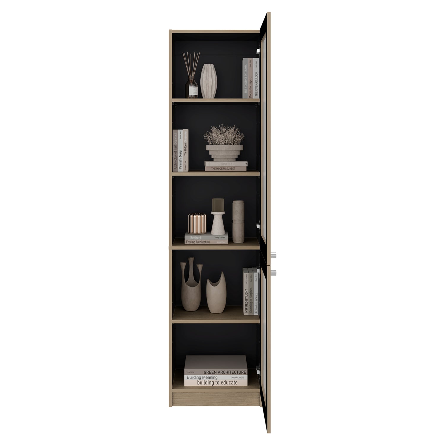 Estantería Home E-M6 Cartagena y Wengue 45.2x180.6cm Rectangular con Cuatro Entrepaños y Cinco Compartimientos