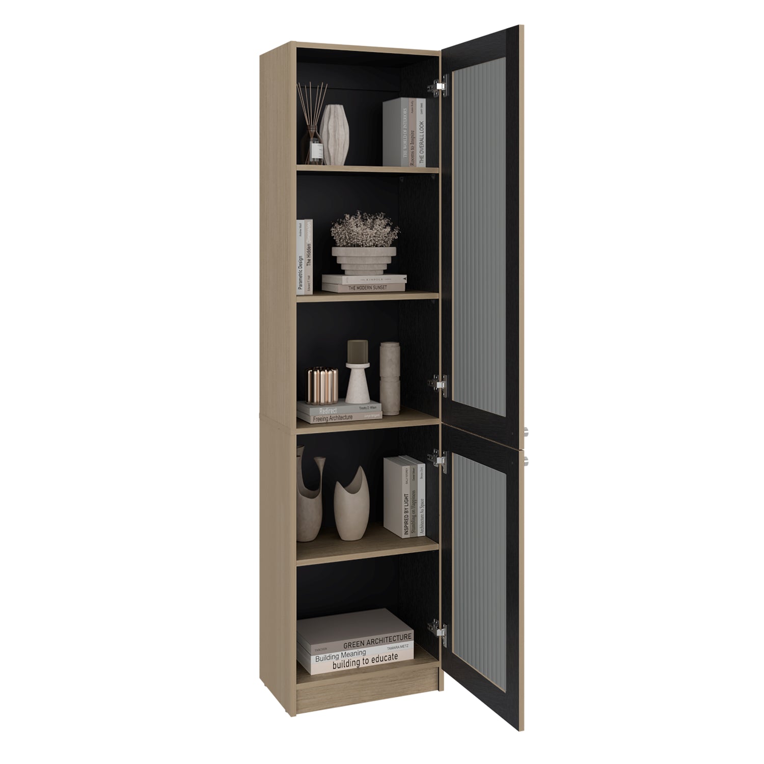 Estantería Home E-M6 Cartagena y Wengue 45.2x180.6cm Rectangular con Cuatro Entrepaños y Cinco Compartimientos