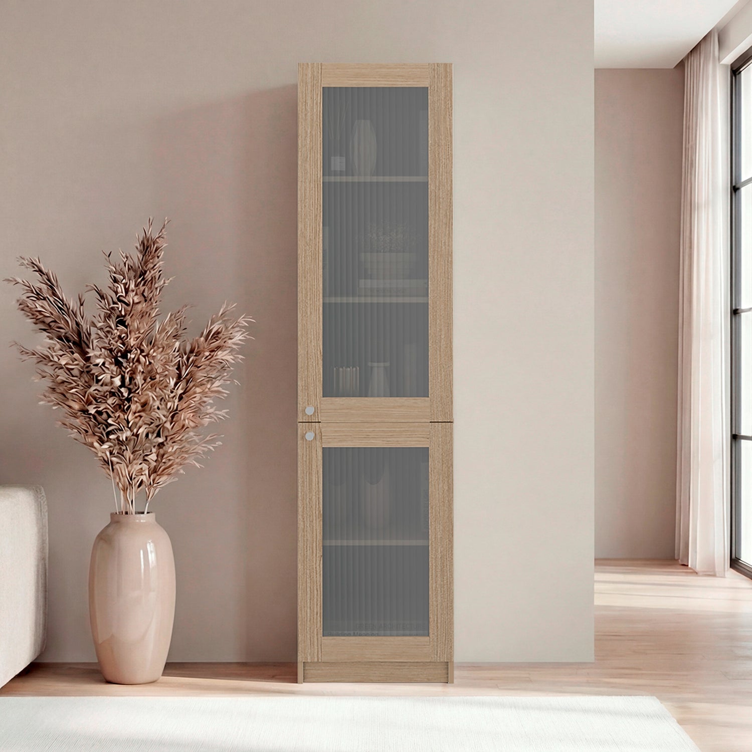Estantería Home E-M6 Cartagena y Wengue 45.2x180.6cm Rectangular con Cuatro Entrepaños y Cinco Compartimientos