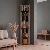 Estantería Home E-M7 Positano y Wengue 30x180.6cm Triangular con Cuatro Entrepaños y Cinco Compartimientos