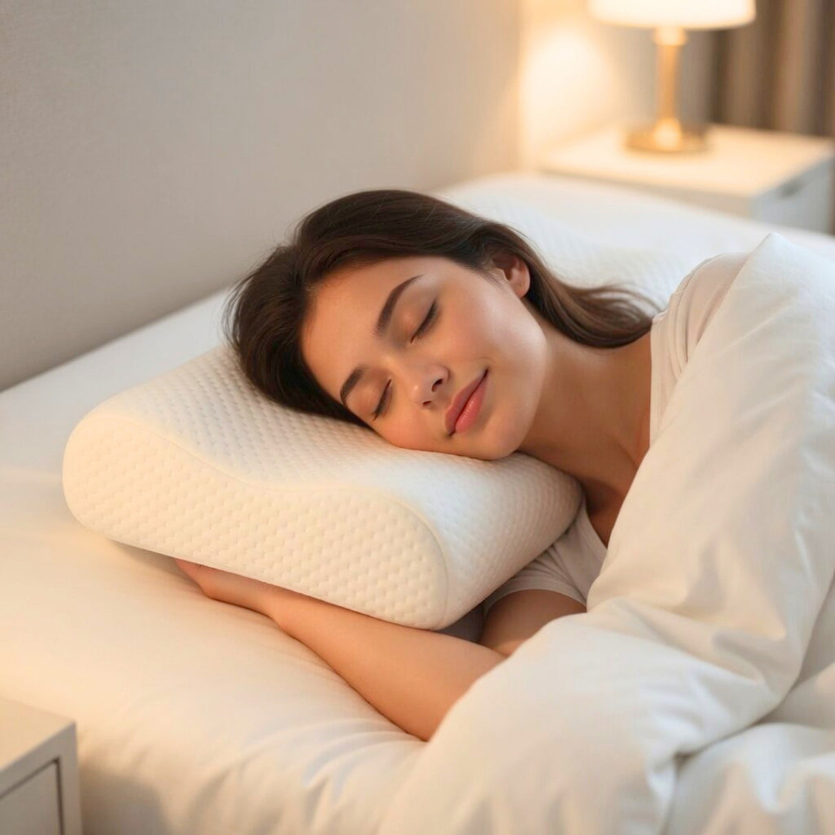 Almohada Blanco 35x60cm Ortopédico de Relleno de Espuma Viscoelastica Suave Hipoelergénica para Dormir Boca Arriba y de Costado