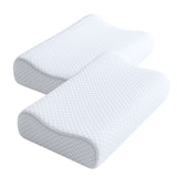 Combo 2 Almohadas Cervicales Blanco 35x60cm Ortopédico de Relleno de Espuma Viscoelastica Suave Hipoelergénica para Dormir Boca Arriba y de Costado