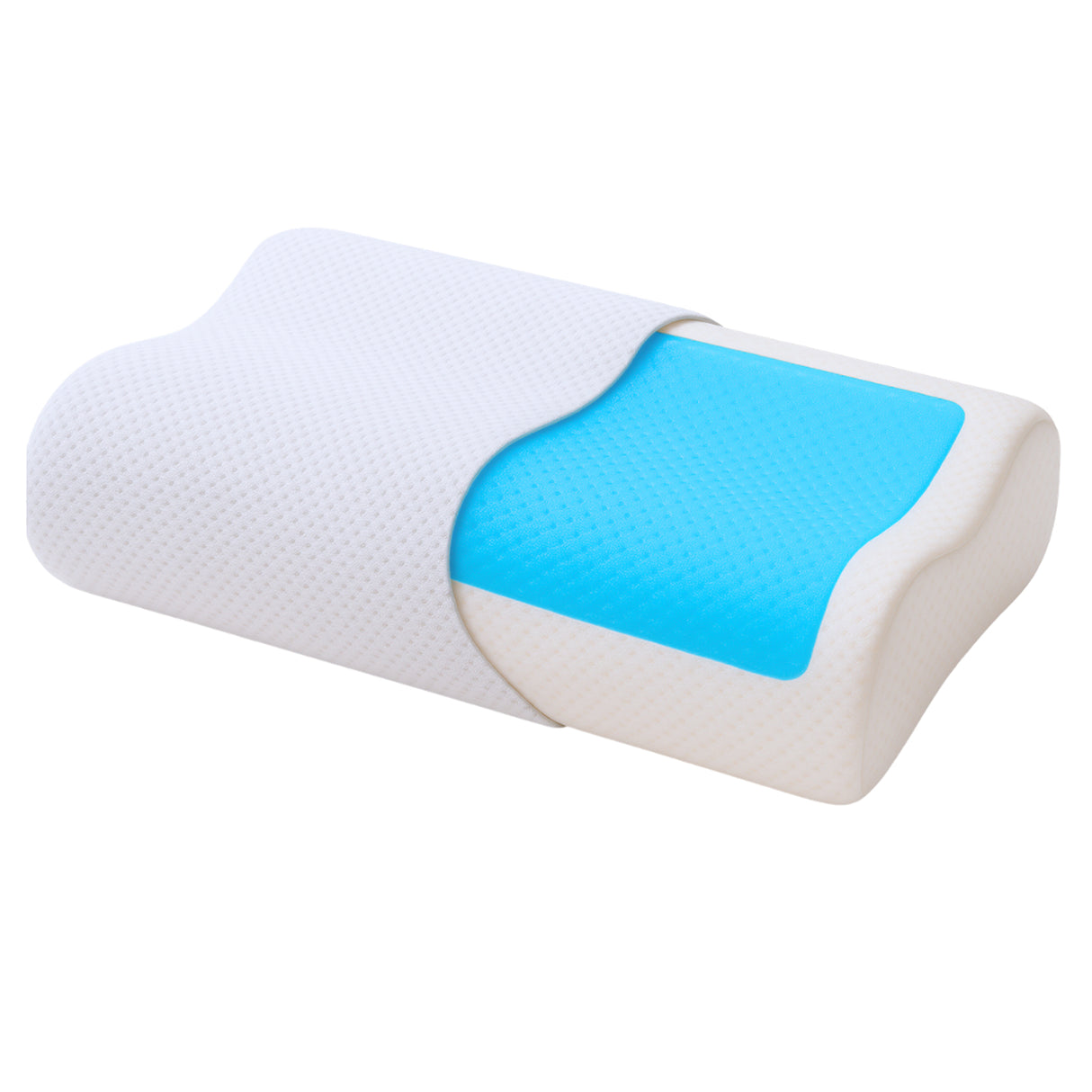 Combo 2 Almohadas Cervicales Gel Blanco 35x60cm Ortopédico de Relleno de Espuma Viscoelastica Suave Hipoelergénica para Dormir Boca Arriba y de Costado