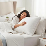Almohada Hotelera Blanco 50x70cm de Relleno de Fibra Siliconada Medio Suave Hipoelergénica Multi Postura